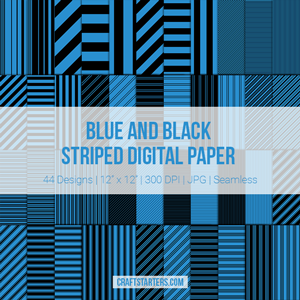 Blue and Black Stripe Digital Paper