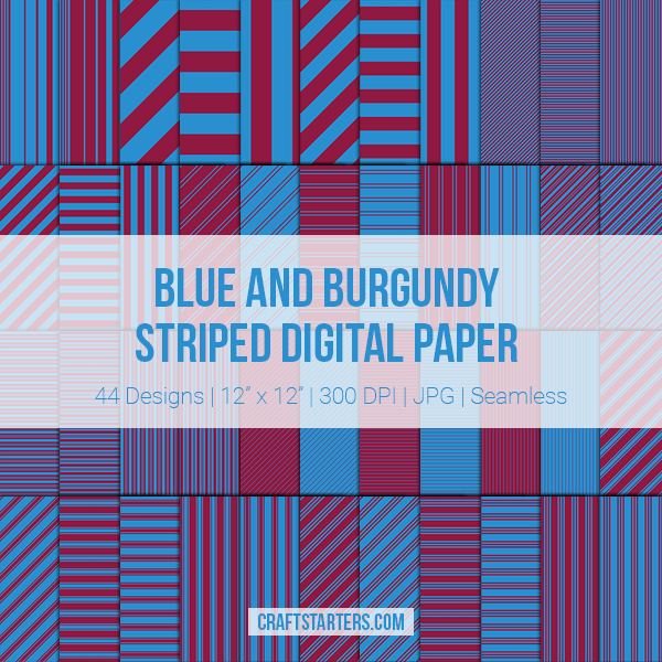 Blue and Burgundy Stripe Digital Paper