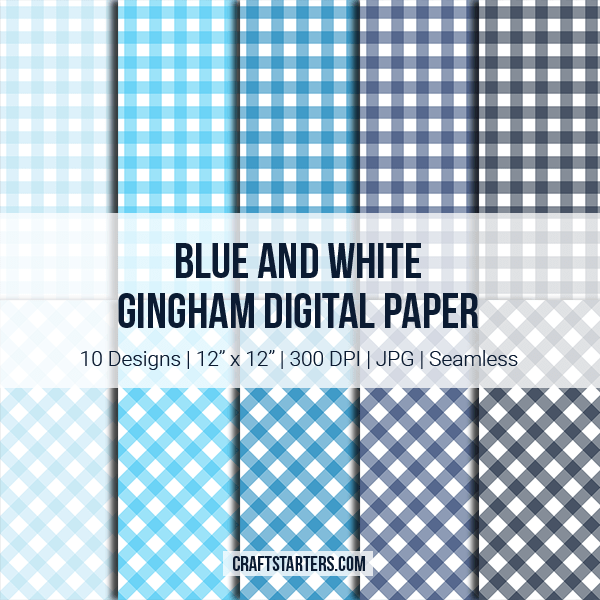Blue And White Gingham Digital Paper