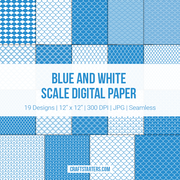 Blue and White Scale Digital Paper