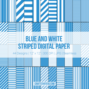 Blue and White Stripe Digital Paper