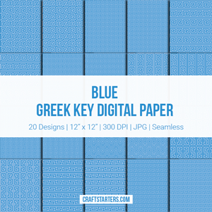 Blue Greek Key Digital Paper