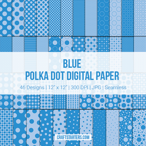 Blue Polka Dot Digital Paper