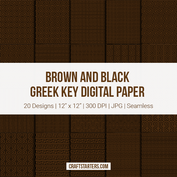 Brown And Black Greek Key Digital Paper
