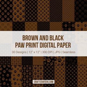 Brown And Black Paw Print Digital Paper