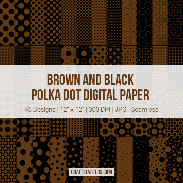 Brown and Black Polka Dot Digital Paper