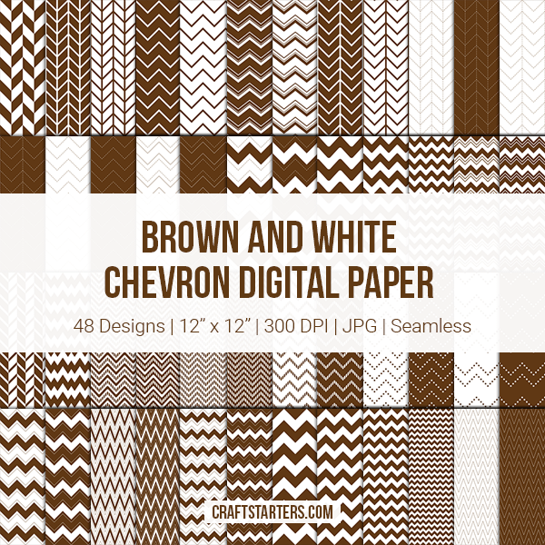 Brown and White Chevron Digital Paper