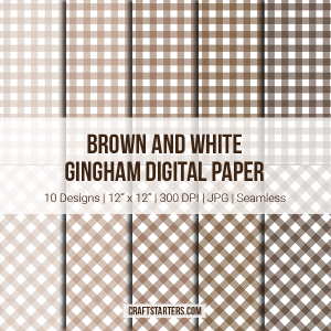 Brown And White Gingham Digital Paper
