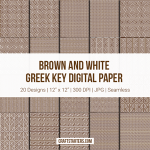 Brown And White Greek Key Digital Paper