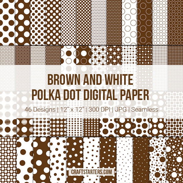 Brown and White Polka Dot Digital Paper