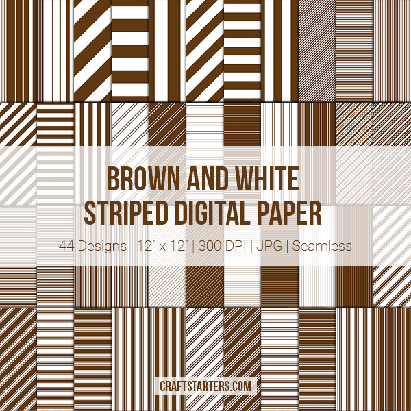 Brown and White Stripe Digital Paper