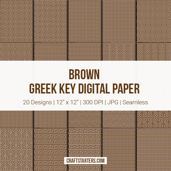 Brown Greek Key Digital Paper