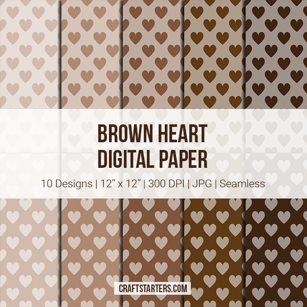 Brown Heart Digital Paper