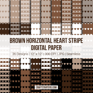 Brown Horizontal Heart Stripe Digital Paper