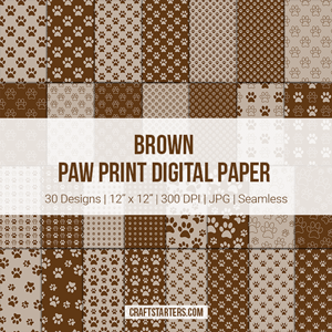 Brown Paw Print Digital Paper