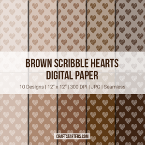 Brown Scribble Hearts Digital Paper