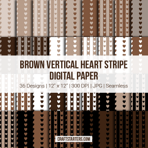 Brown Vertical Heart Stripe Digital Paper