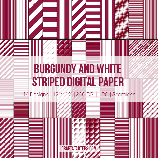 Burgundy and White Stripe Digital Paper