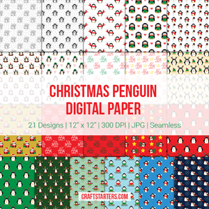 Christmas Penguin Digital Paper