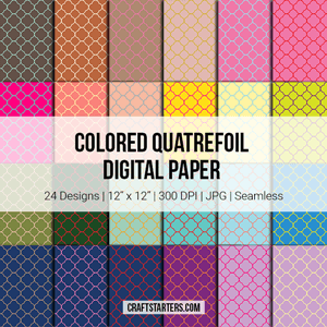 Colored Quatrefoil Digital Paper