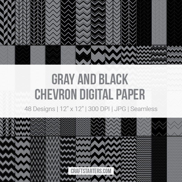 Gray and Black Chevron Digital Paper