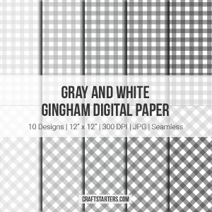 Gray And White Gingham Digital Paper