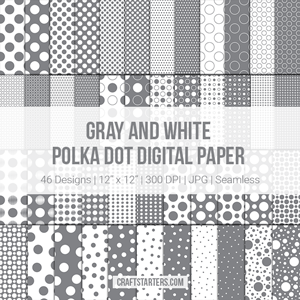 Gray and White Polka Dot Digital Paper