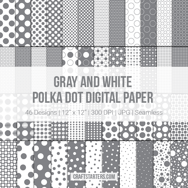 Gray and White Polka Dot Digital Paper