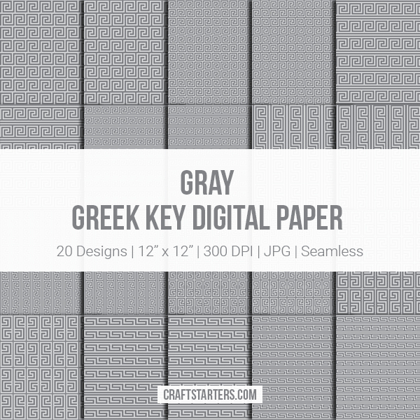 Gray Greek Key Digital Paper