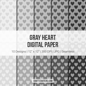 Gray Heart Digital Paper
