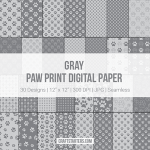 Gray Paw Print Digital Paper