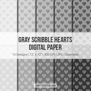 Gray Scribble Hearts Digital Paper