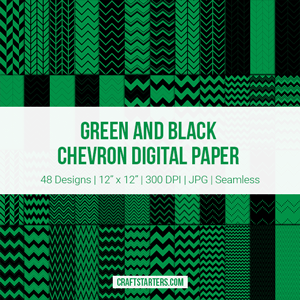 Green and Black Chevron Digital Paper