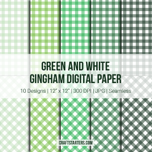 Green And White Gingham Digital Paper