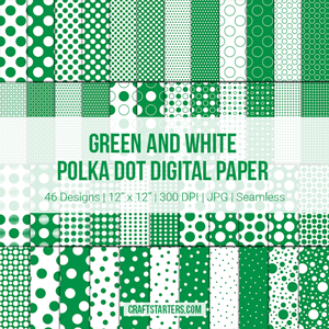 Green and White Polka Dot Digital Paper
