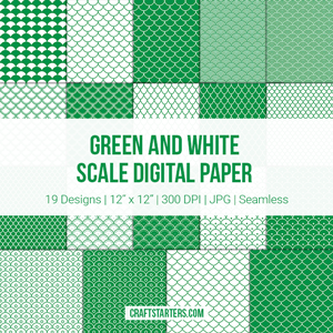 Green and White Scale Digital Paper
