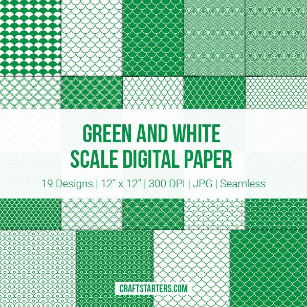 Green and White Scale Digital Paper