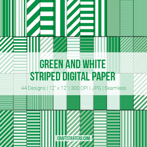 Green and White Stripe Digital Paper