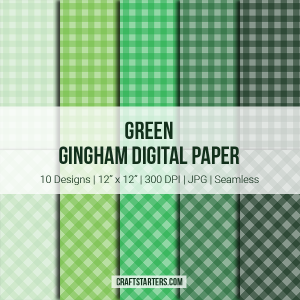 Green Gingham Digital Paper