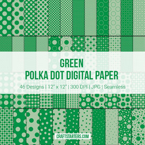 Green Polka Dot Digital Paper