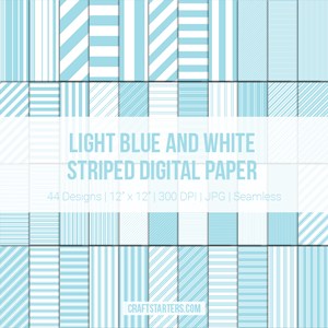 Light Blue and White Stripe Digital Paper