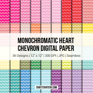 Monochromatic Heart Chevron Digital Paper
