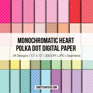 Monochromatic Heart Polka Dot Digital Paper