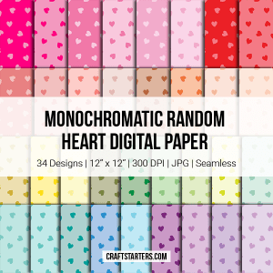 Monochromatic Random Heart Digital Paper