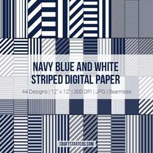 Navy Blue and White Stripe Digital Paper