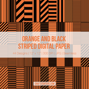 Orange and Black Stripe Digital Paper