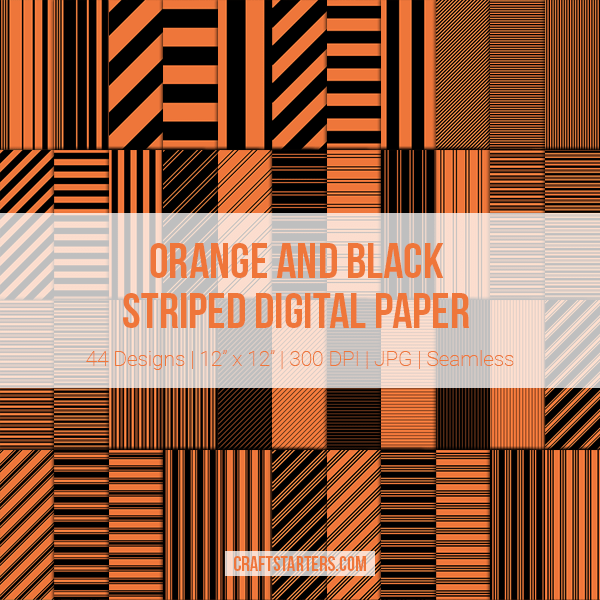 Orange and Black Stripe Digital Paper