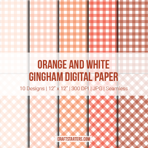 Orange And White Gingham Digital Paper