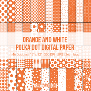 Orange and White Polka Dot Digital Paper