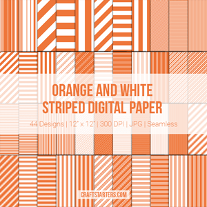 Orange and White Stripe Digital Paper